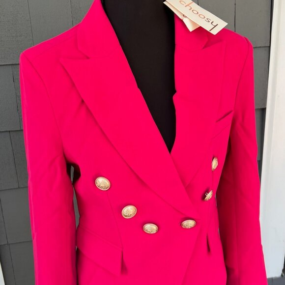 Choosy Brand Magenta Double Breasted Betsy Blazer NWT Size 4 - Picture 2 of 6
